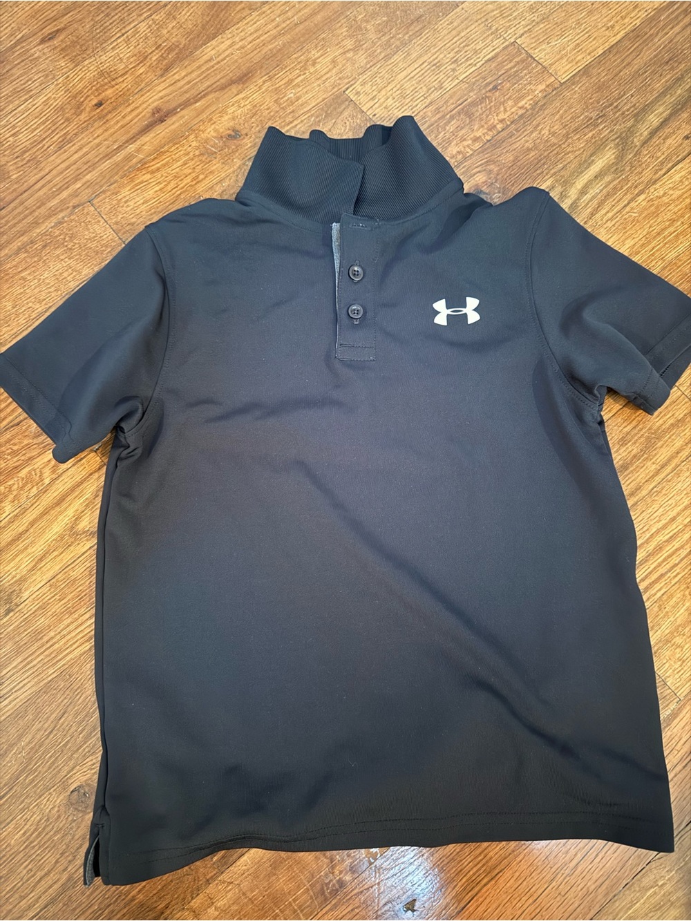 Under Armour Black Boys' Short-Sleeve Polo with White Logo